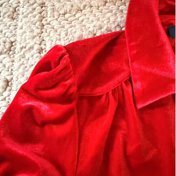 ModCloth Red Velvet Button-up Women's top Small - Picture 2 of 4